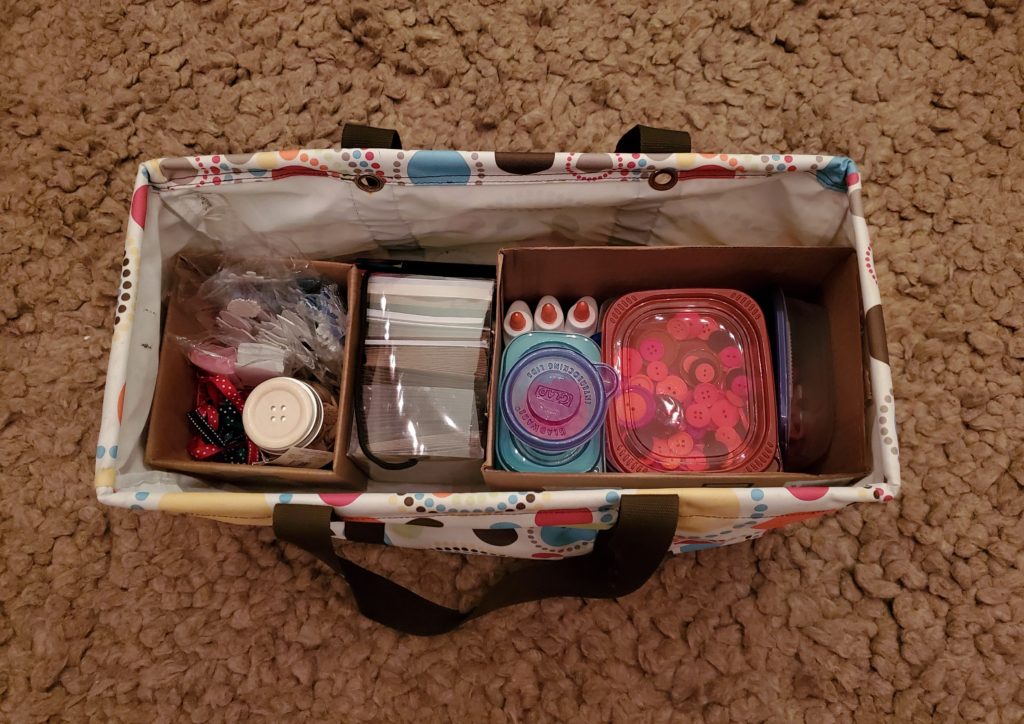 boxes as storage compartments in craft bag