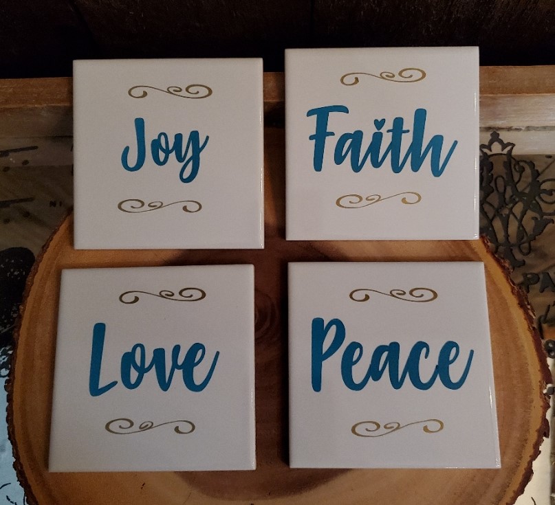 DIY Coasters with inspirational words