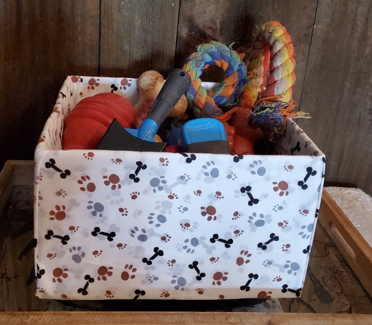 DIY box with dog toys