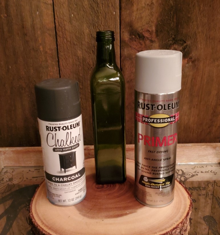 supplies to make DIY Olive Oil bottle