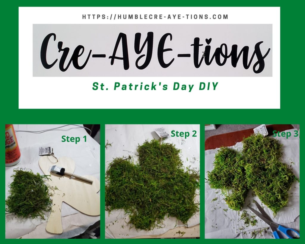 step by step Saint Patrick's Day DIY moss covered clover