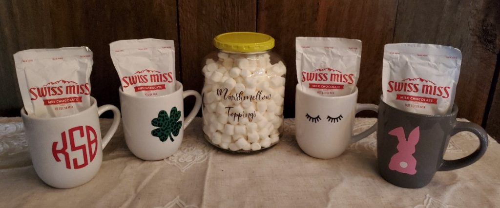 DIY pickle jar with DIY coffee mugs