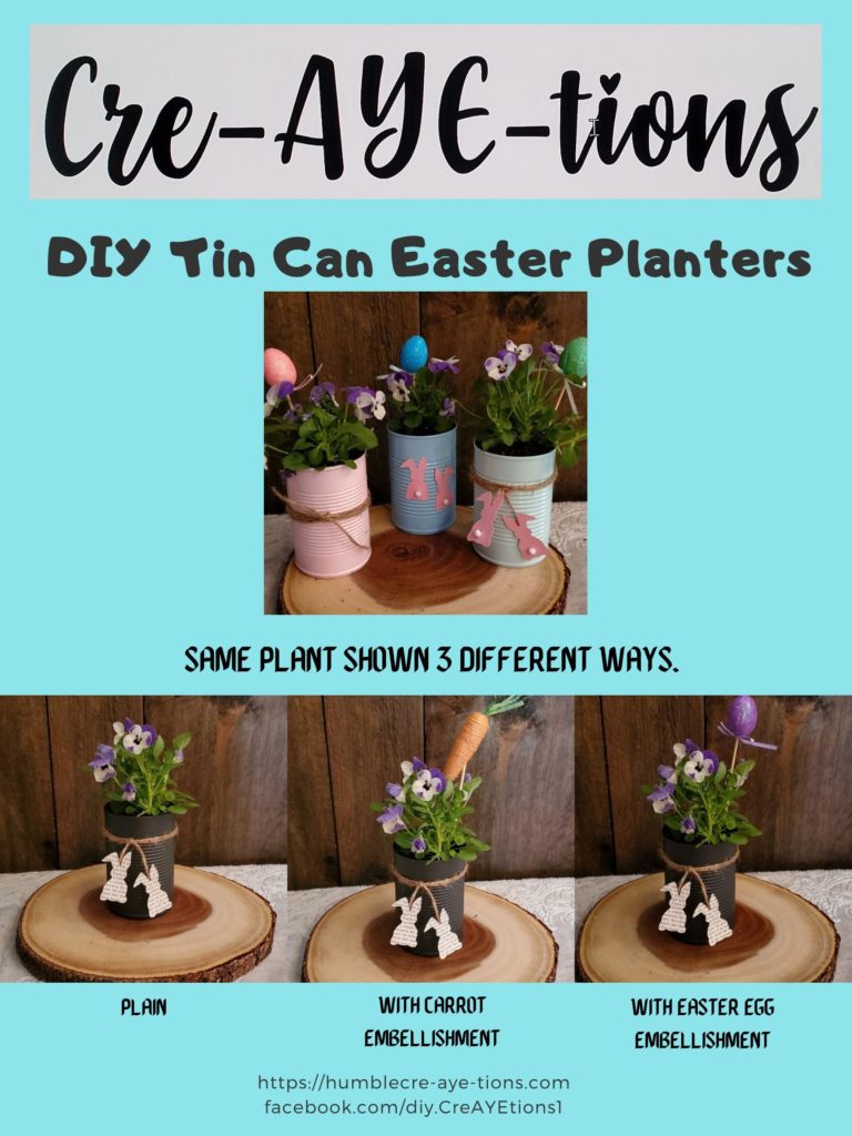 DIY tin can easter planters
