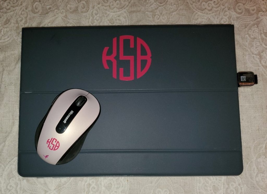 computer and mouse monogram