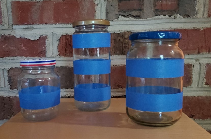 glass jars painter taped