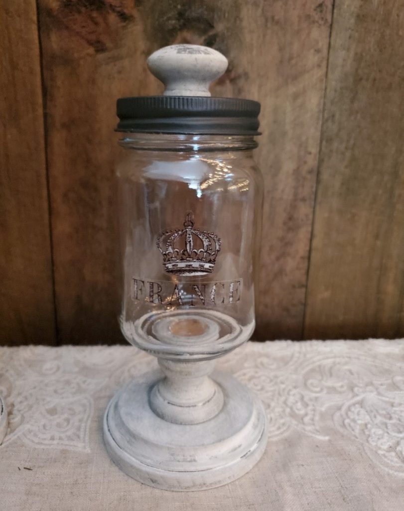 apothecary jar with paris sticker