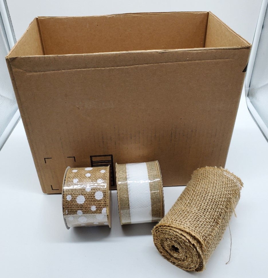 cardboard box with ribbon