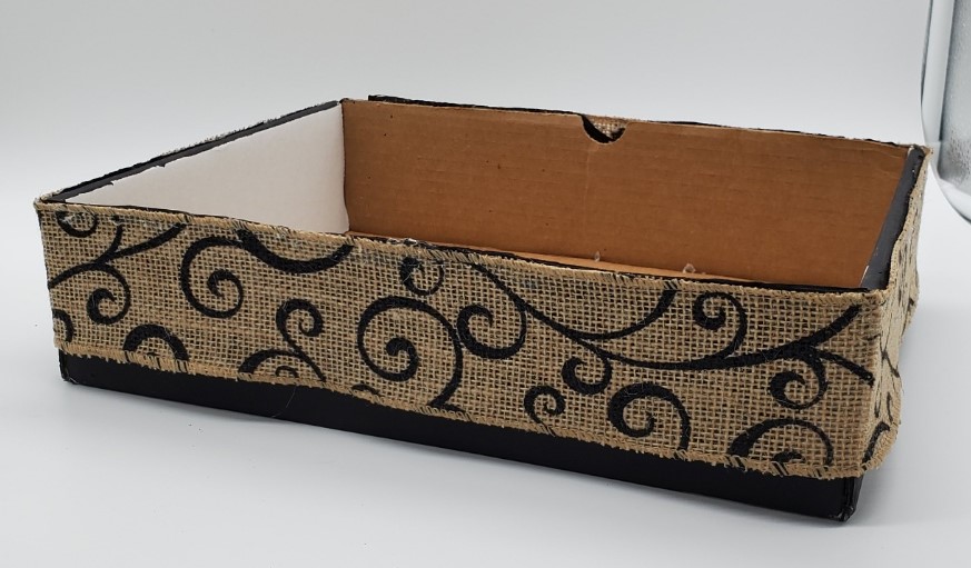 DIY cardboard box with ribbon