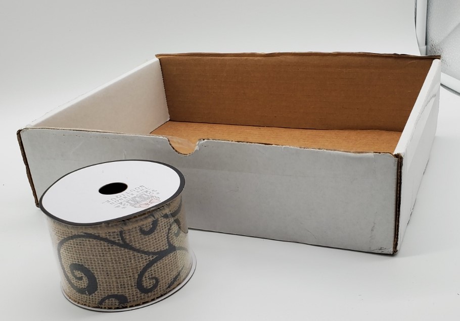 cardboard box and ribbon