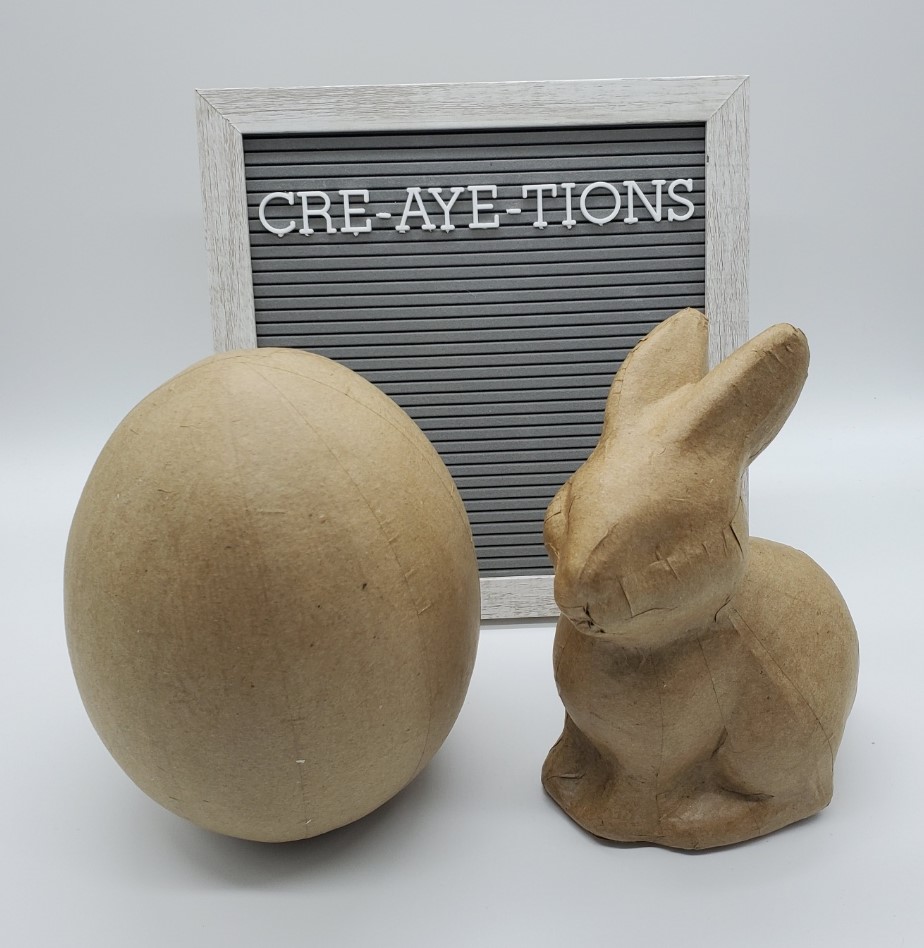 paper mache egg and bunny